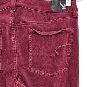 American Eagle Jegging Jeans Size 10 x 27 Purple Maroon Aeo Sateen X4 Stretch